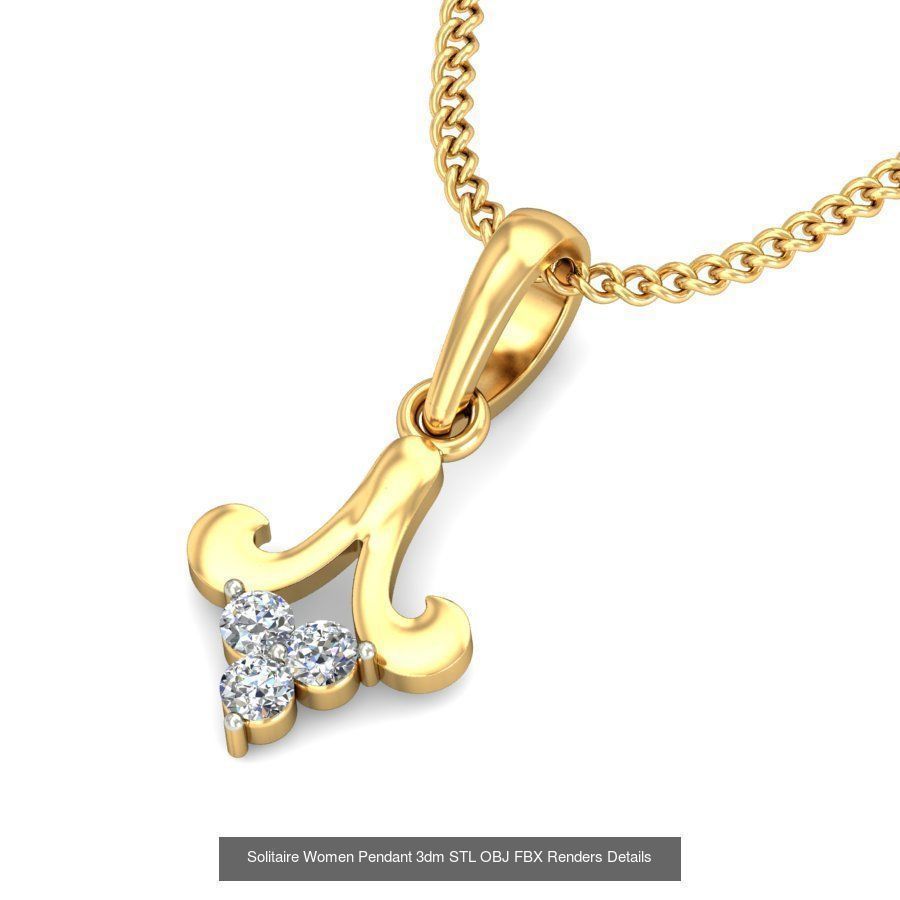 150 Solitaire Women Pendant 3dm STL OBJ FBX Renders Collection _103