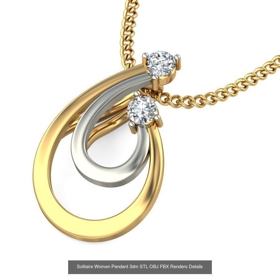 150 Solitaire Women Pendant 3dm STL OBJ FBX Renders Collection _14