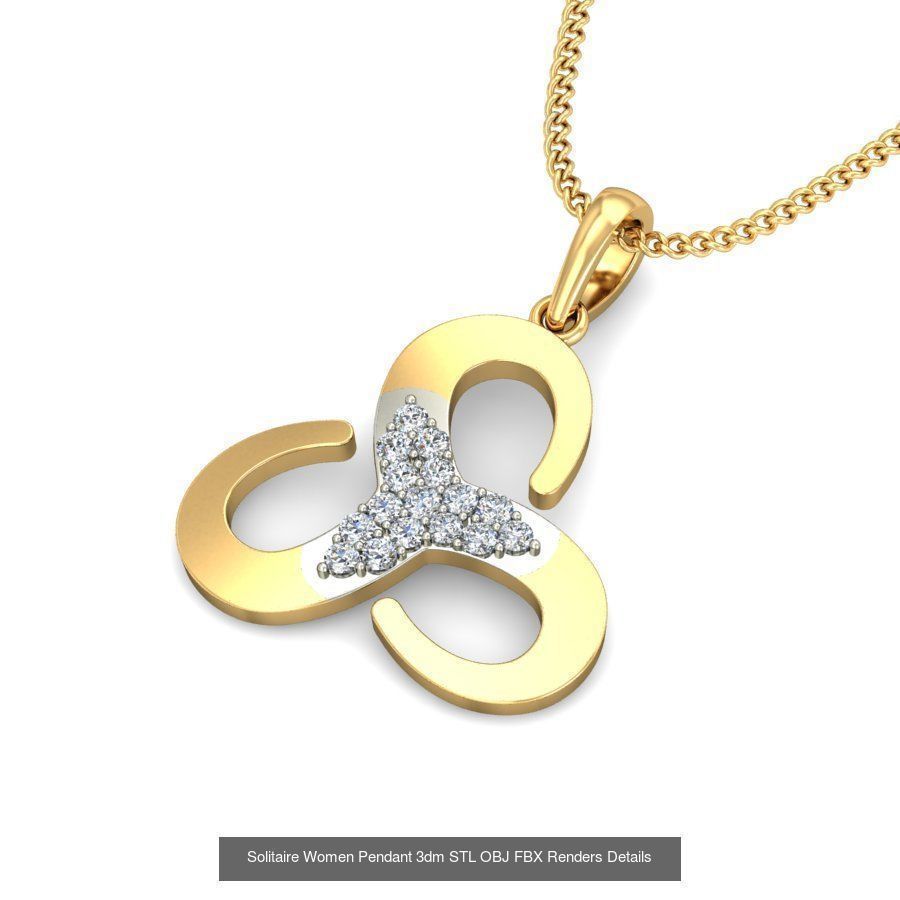 150 Solitaire Women Pendant 3dm STL OBJ FBX Renders Collection _129