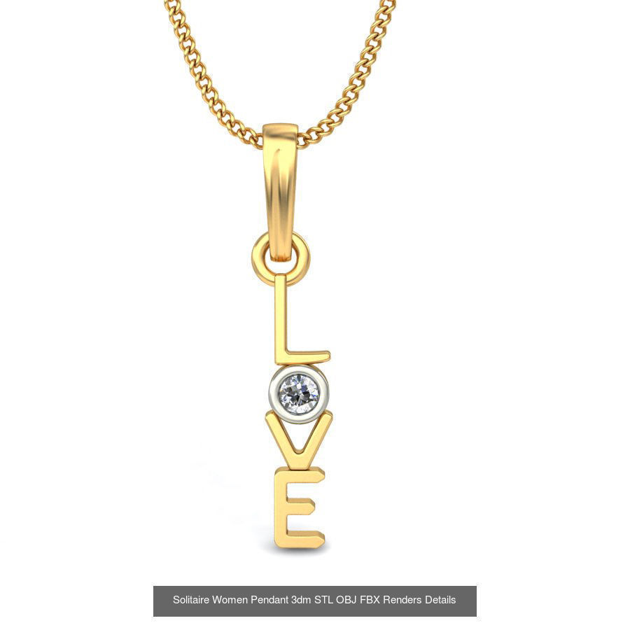 150 Solitaire Women Pendant 3dm STL OBJ FBX Renders Collection _135