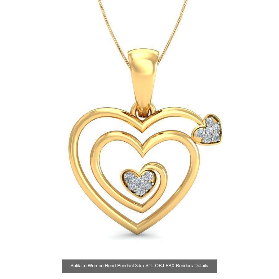 150 Solitaire Women Pendant 3dm STL OBJ FBX Renders Collection _155