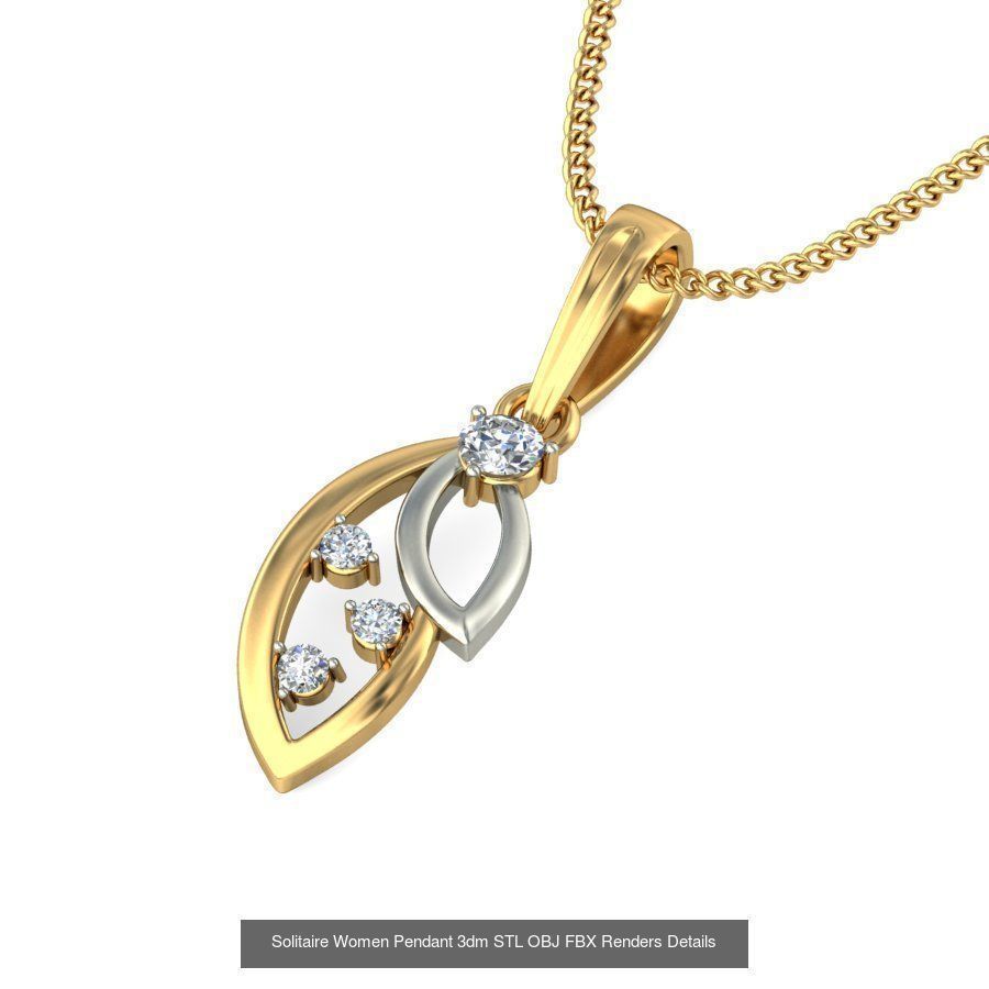 150 Solitaire Women Pendant 3dm STL OBJ FBX Renders Collection _13