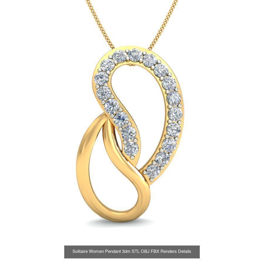 150 Solitaire Women Pendant 3dm STL OBJ FBX Renders Collection _140
