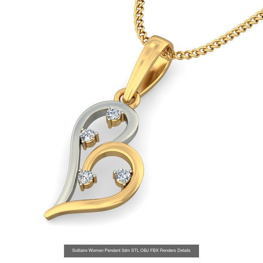 150 Solitaire Women Pendant 3dm STL OBJ FBX Renders Collection _24