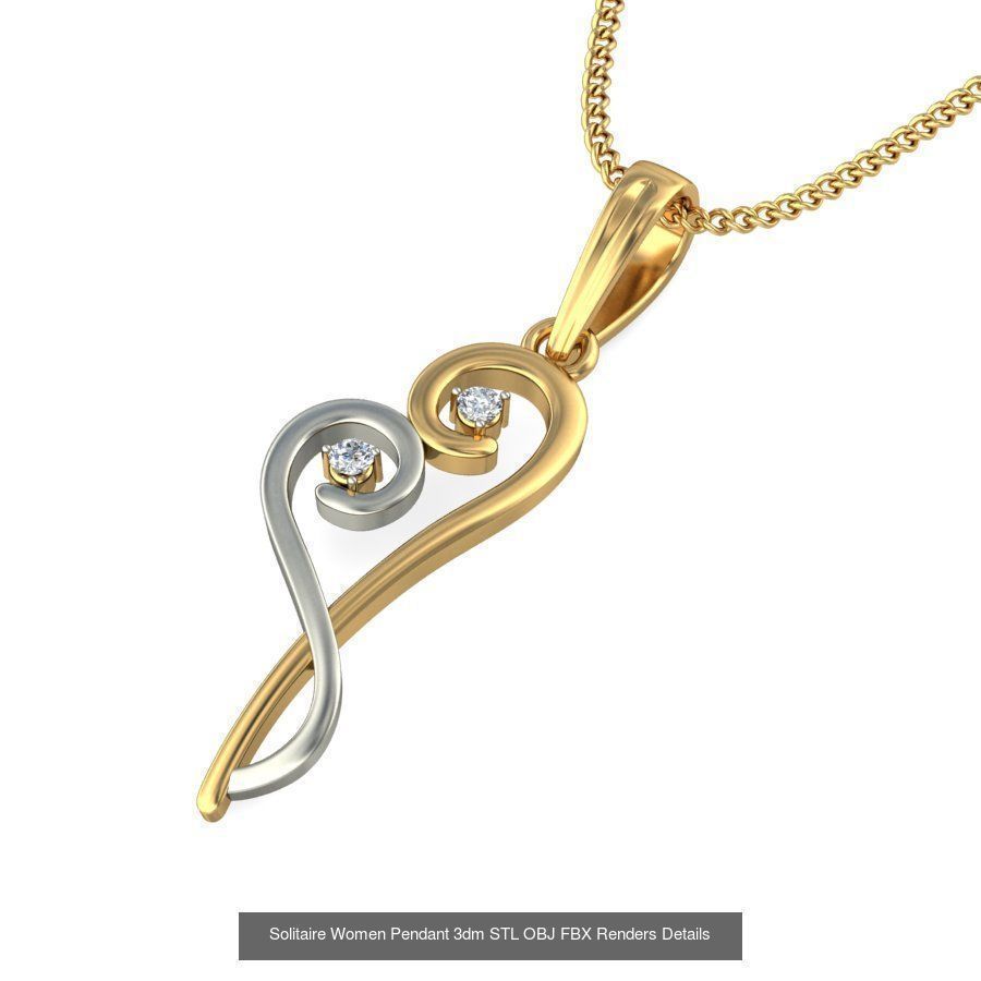 150 Solitaire Women Pendant 3dm STL OBJ FBX Renders Collection _25