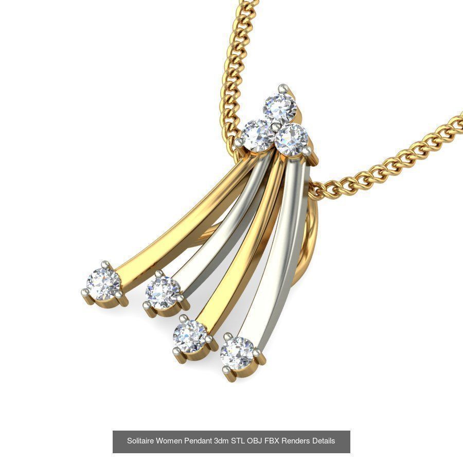 150 Solitaire Women Pendant 3dm STL OBJ FBX Renders Collection _55
