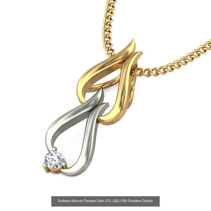 150 Solitaire Women Pendant 3dm STL OBJ FBX Renders Collection _54