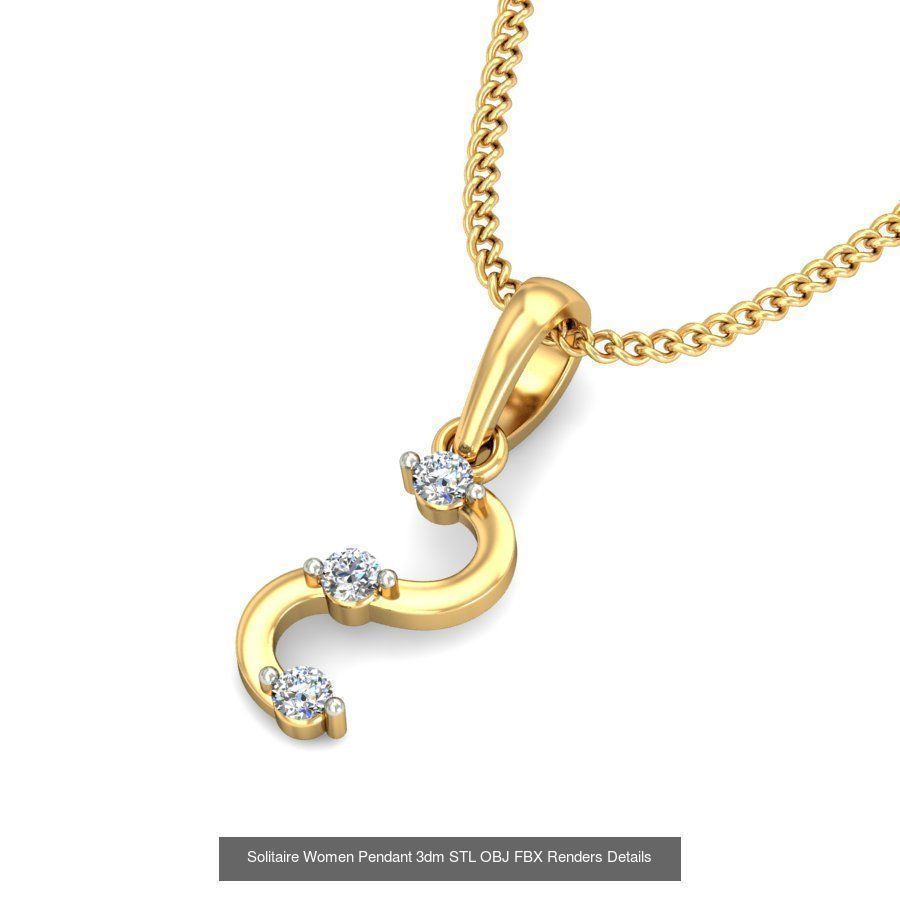 150 Solitaire Women Pendant 3dm STL OBJ FBX Renders Collection _106
