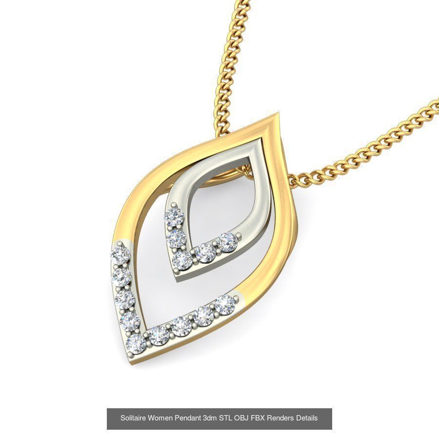150 Solitaire Women Pendant 3dm STL OBJ FBX Renders Collection _52