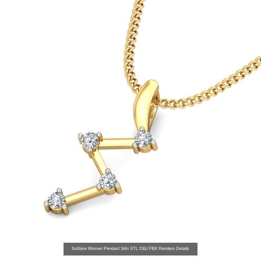 150 Solitaire Women Pendant 3dm STL OBJ FBX Renders Collection _110