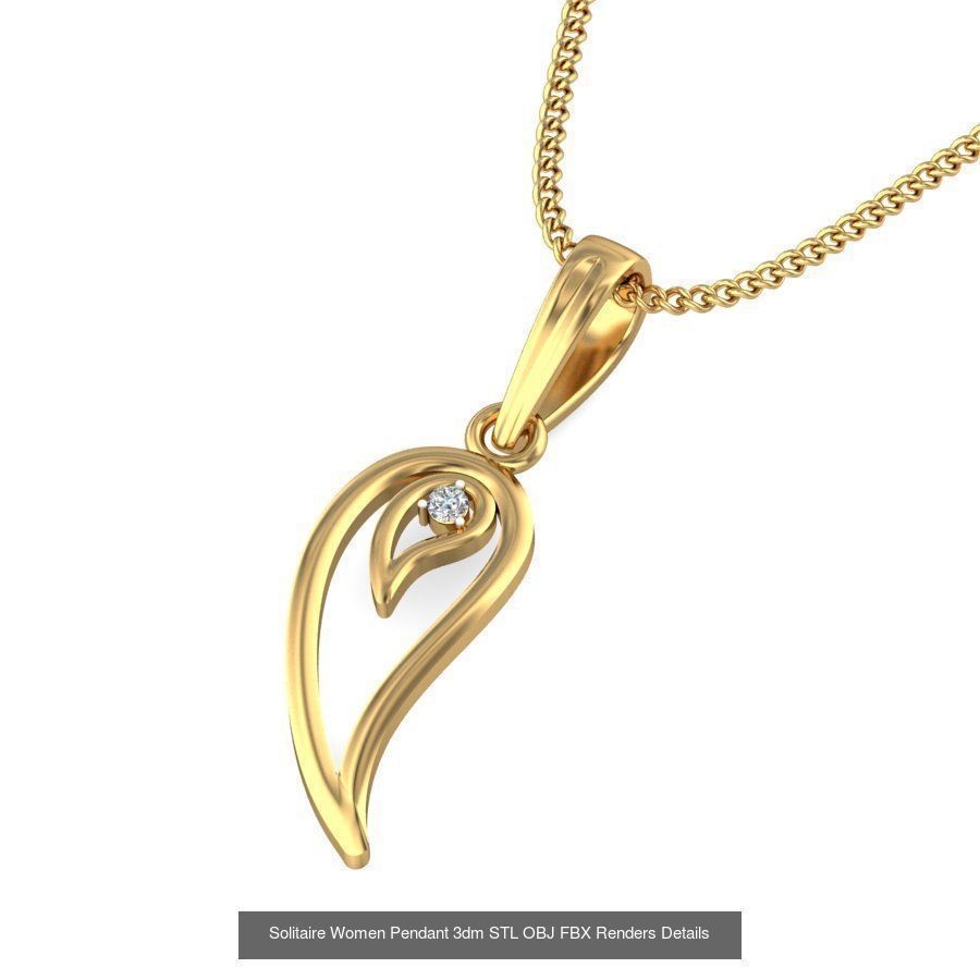 150 Solitaire Women Pendant 3dm STL OBJ FBX Renders Collection _78