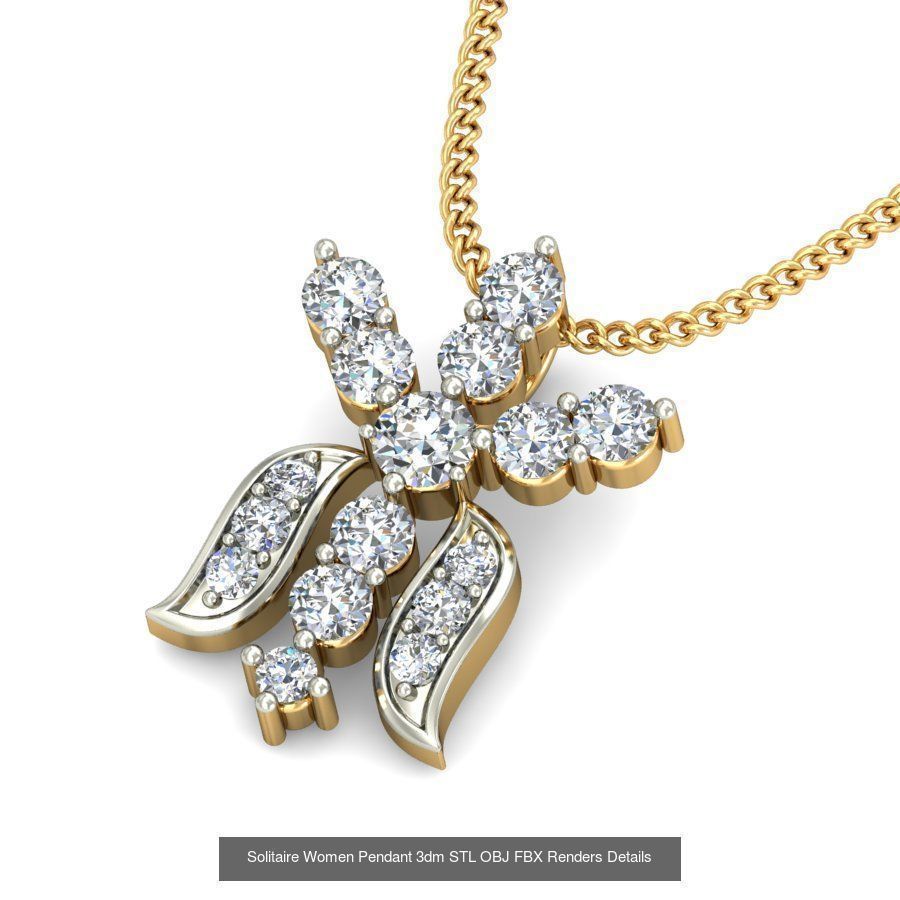 150 Solitaire Women Pendant 3dm STL OBJ FBX Renders Collection _121
