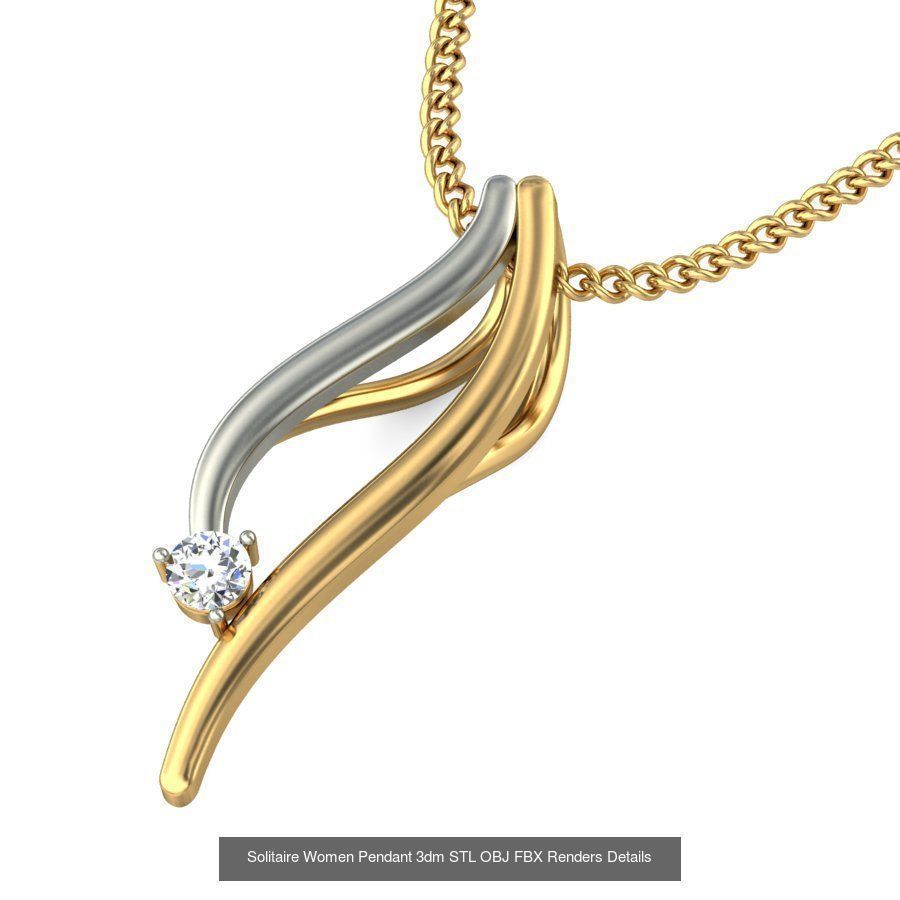150 Solitaire Women Pendant 3dm STL OBJ FBX Renders Collection _16