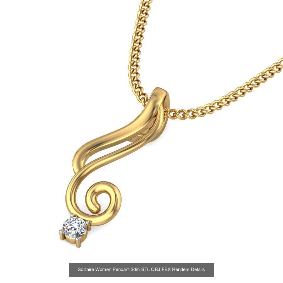 150 Solitaire Women Pendant 3dm STL OBJ FBX Renders Collection _85