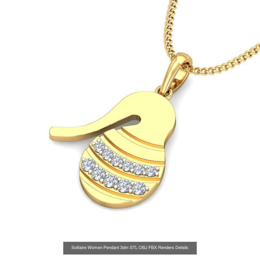 150 Solitaire Women Pendant 3dm STL OBJ FBX Renders Collection _133