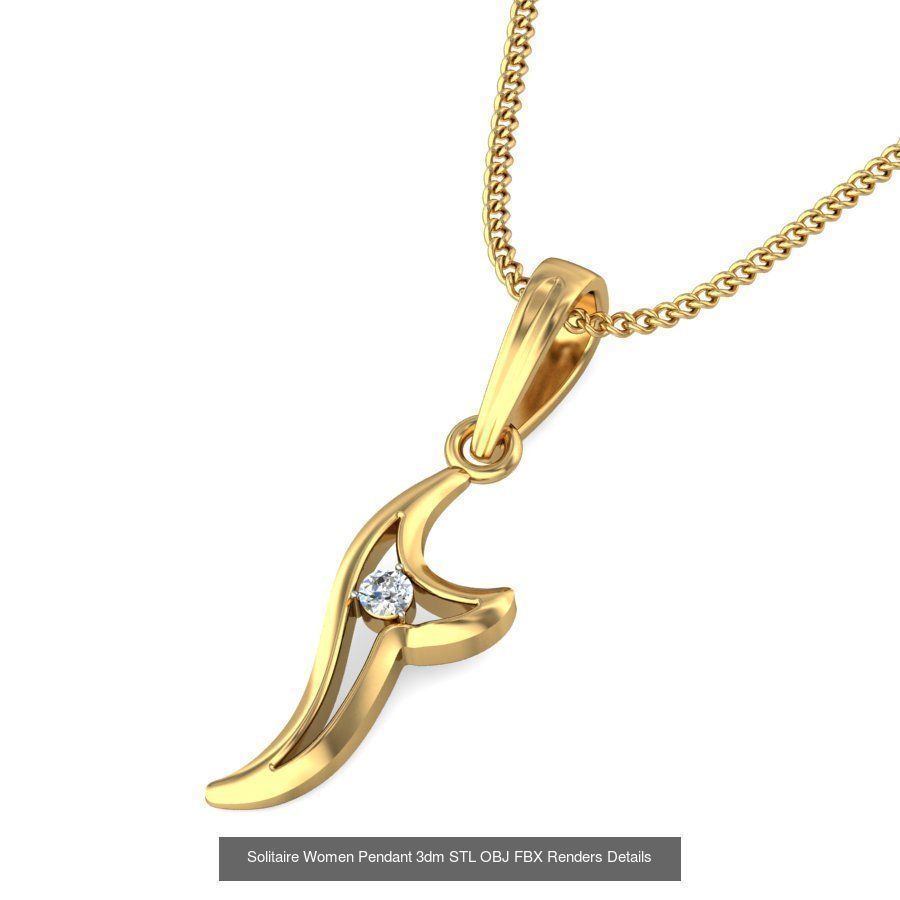 150 Solitaire Women Pendant 3dm STL OBJ FBX Renders Collection _75