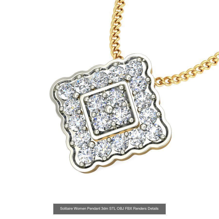 150 Solitaire Women Pendant 3dm STL OBJ FBX Renders Collection _119