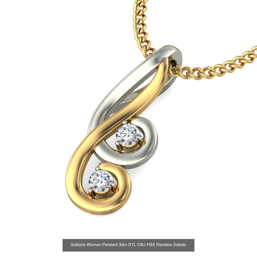 150 Solitaire Women Pendant 3dm STL OBJ FBX Renders Collection _46