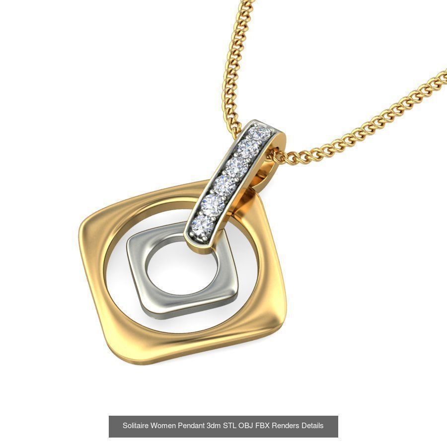150 Solitaire Women Pendant 3dm STL OBJ FBX Renders Collection _42