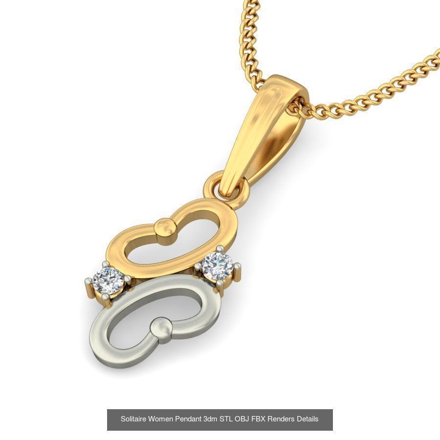 150 Solitaire Women Pendant 3dm STL OBJ FBX Renders Collection _44