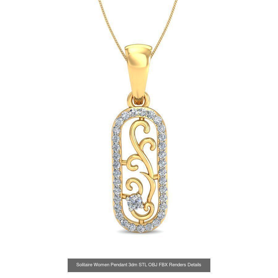 150 Solitaire Women Pendant 3dm STL OBJ FBX Renders Collection _142
