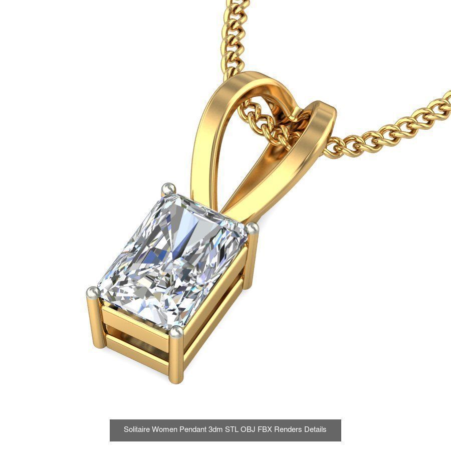150 Solitaire Women Pendant 3dm STL OBJ FBX Renders Collection _90