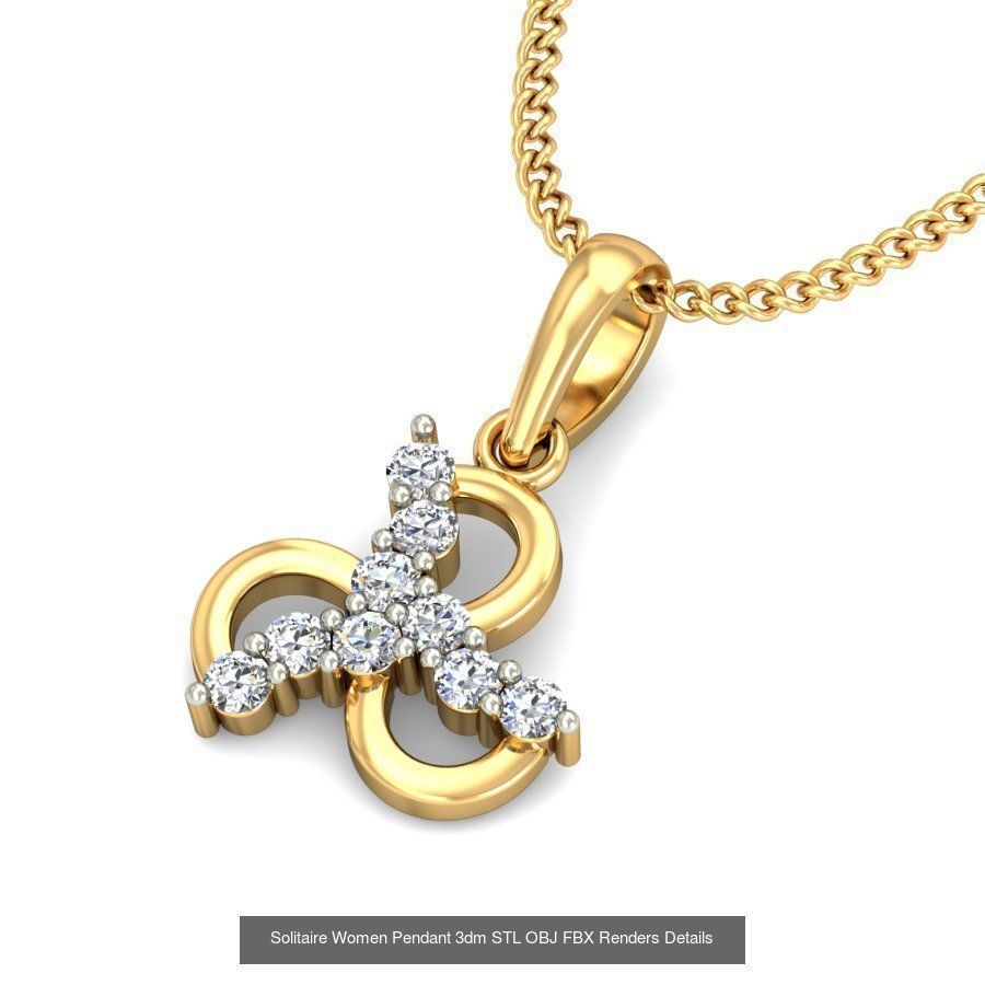 150 Solitaire Women Pendant 3dm STL OBJ FBX Renders Collection _98