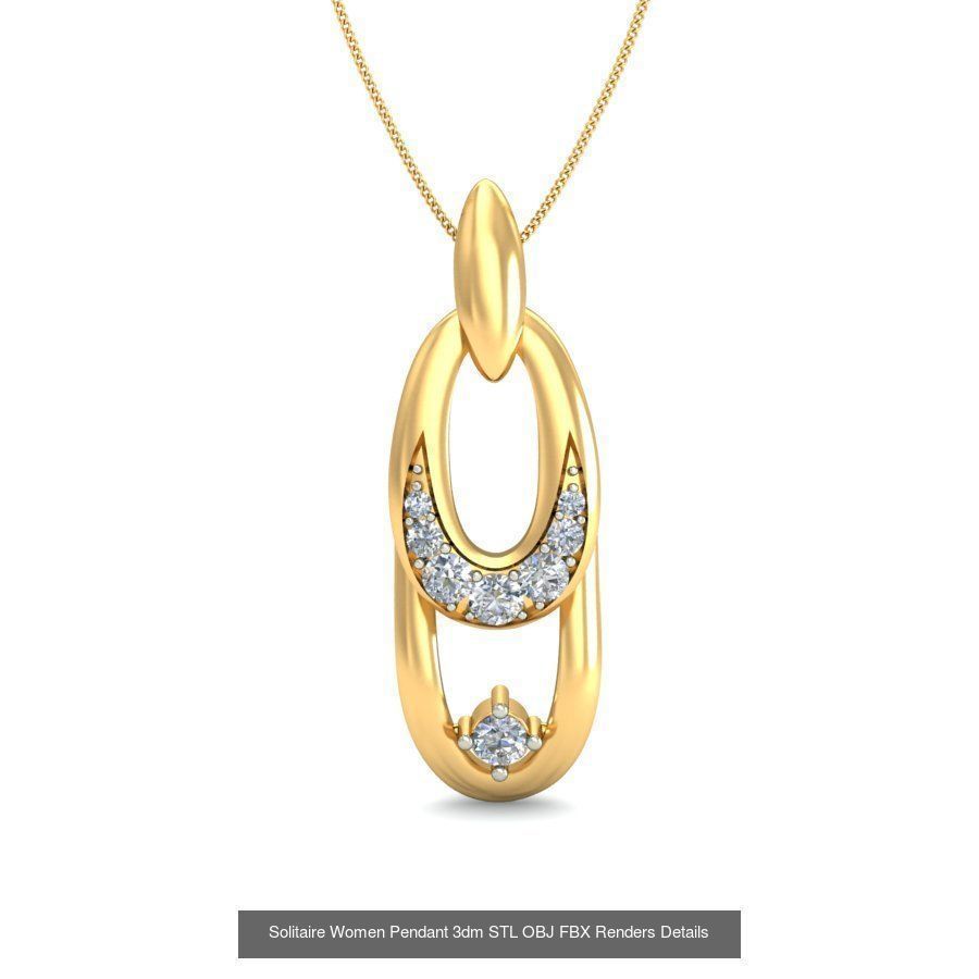 150 Solitaire Women Pendant 3dm STL OBJ FBX Renders Collection _152