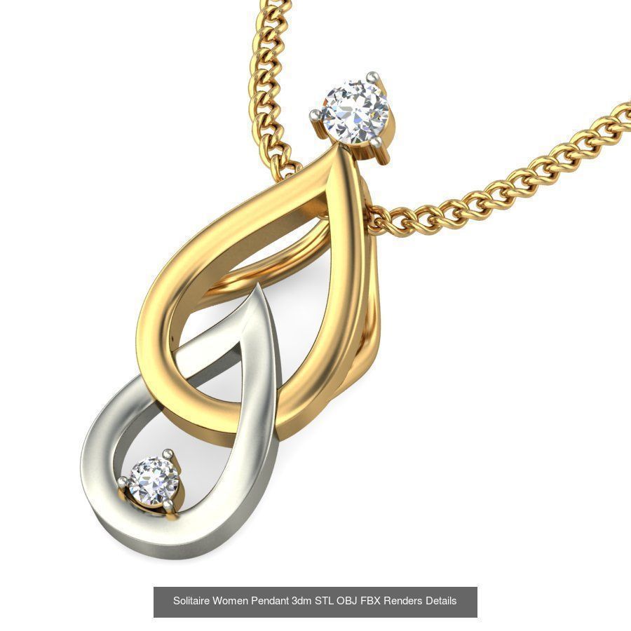 150 Solitaire Women Pendant 3dm STL OBJ FBX Renders Collection _8