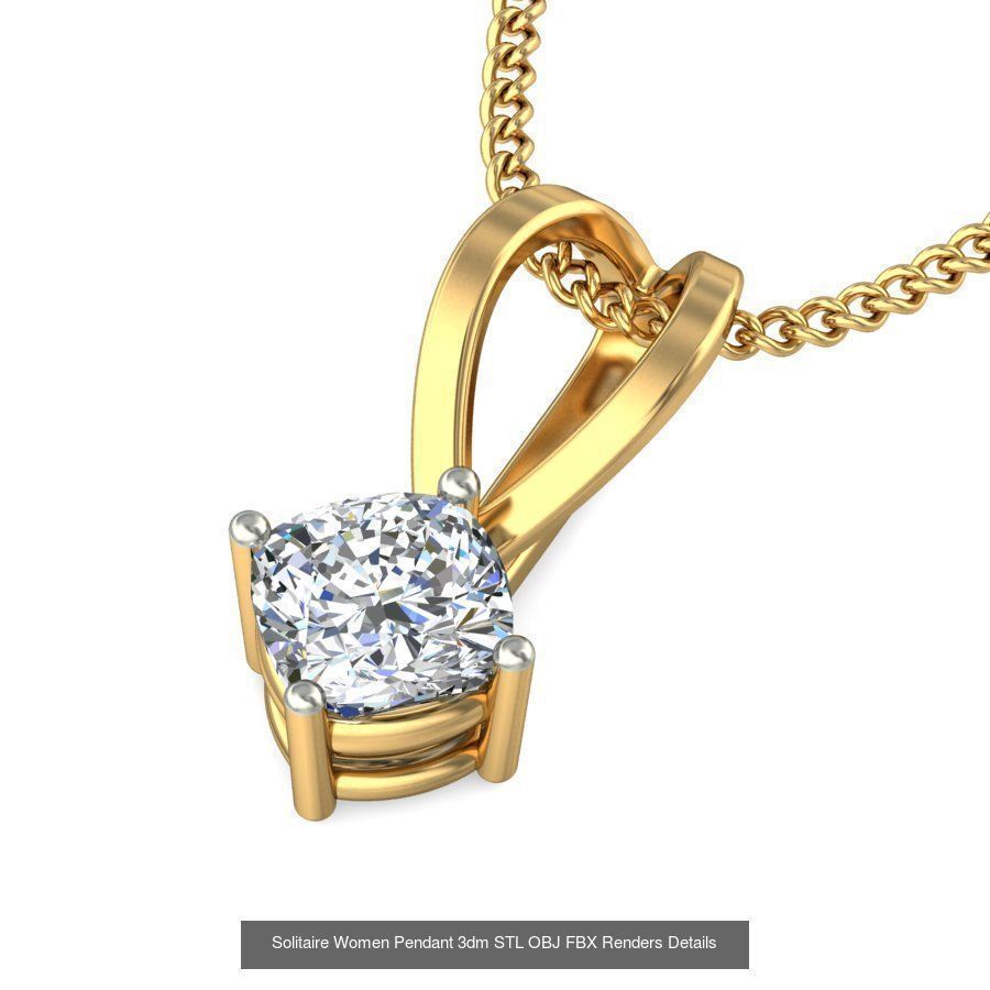 150 Solitaire Women Pendant 3dm STL OBJ FBX Renders Collection _92