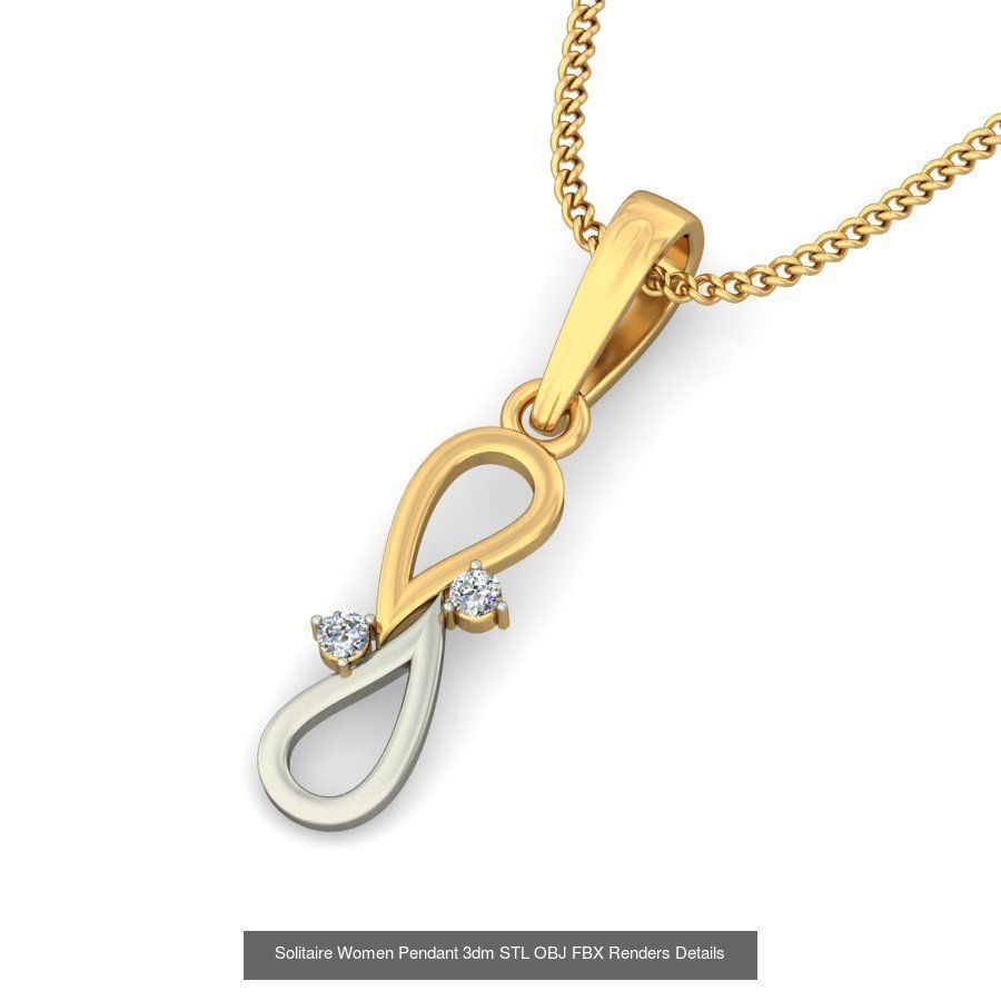 150 Solitaire Women Pendant 3dm STL OBJ FBX Renders Collection _43