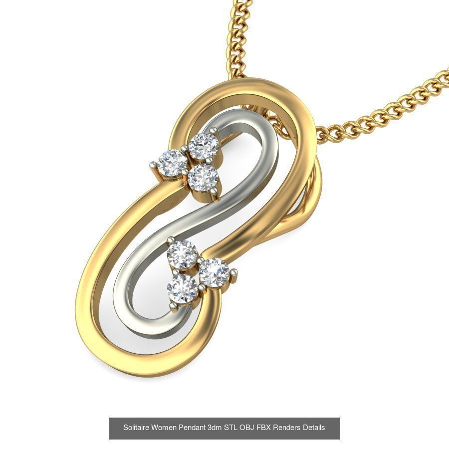 150 Solitaire Women Pendant 3dm STL OBJ FBX Renders Collection _26