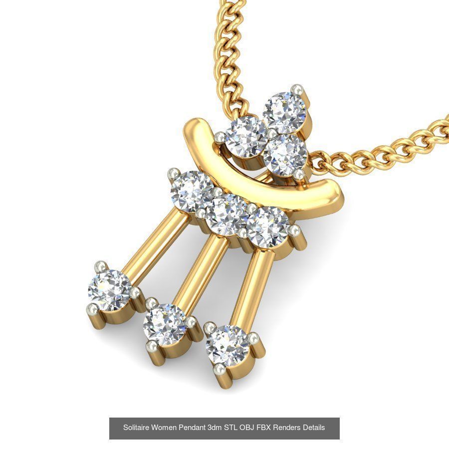 150 Solitaire Women Pendant 3dm STL OBJ FBX Renders Collection _120