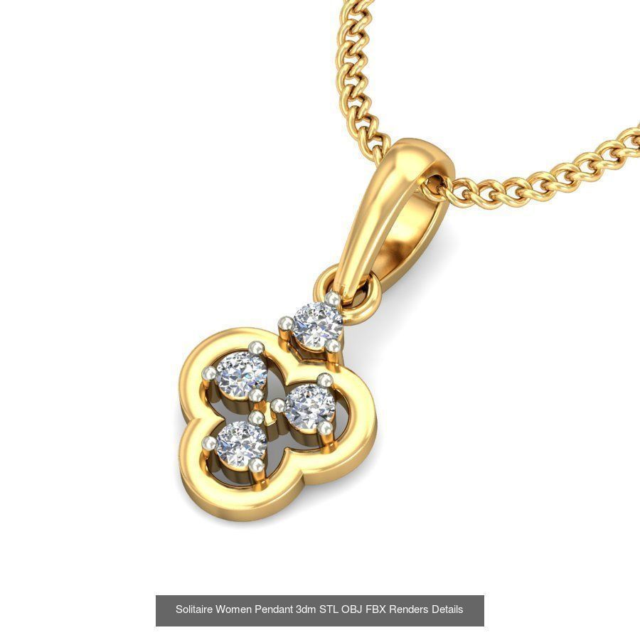 150 Solitaire Women Pendant 3dm STL OBJ FBX Renders Collection _100