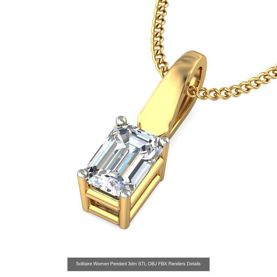150 Solitaire Women Pendant 3dm STL OBJ FBX Renders Collection _95