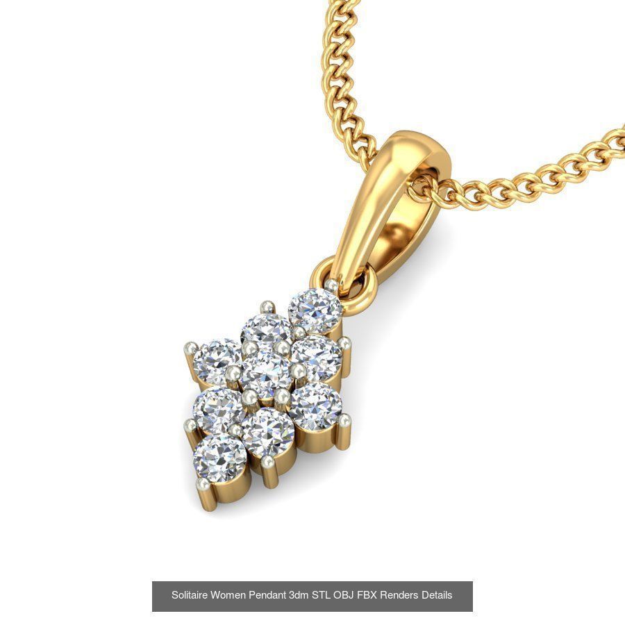 150 Solitaire Women Pendant 3dm STL OBJ FBX Renders Collection _128