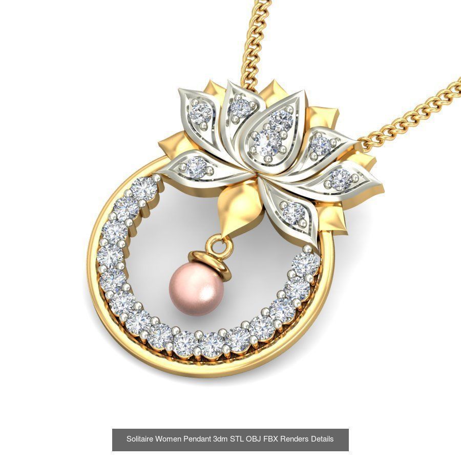 150 Solitaire Women Pendant 3dm STL OBJ FBX Renders Collection _68
