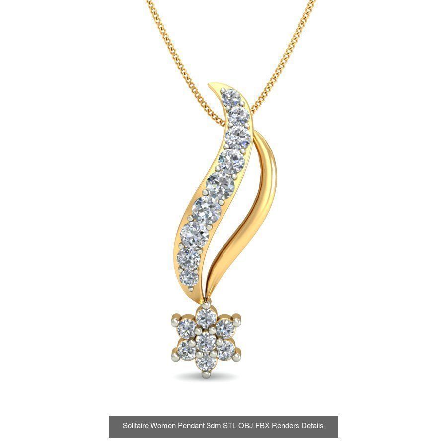 150 Solitaire Women Pendant 3dm STL OBJ FBX Renders Collection _146