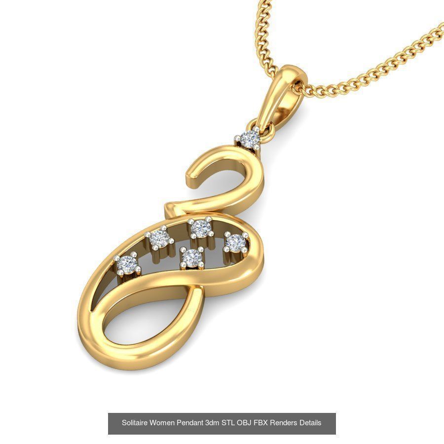 150 Solitaire Women Pendant 3dm STL OBJ FBX Renders Collection _60