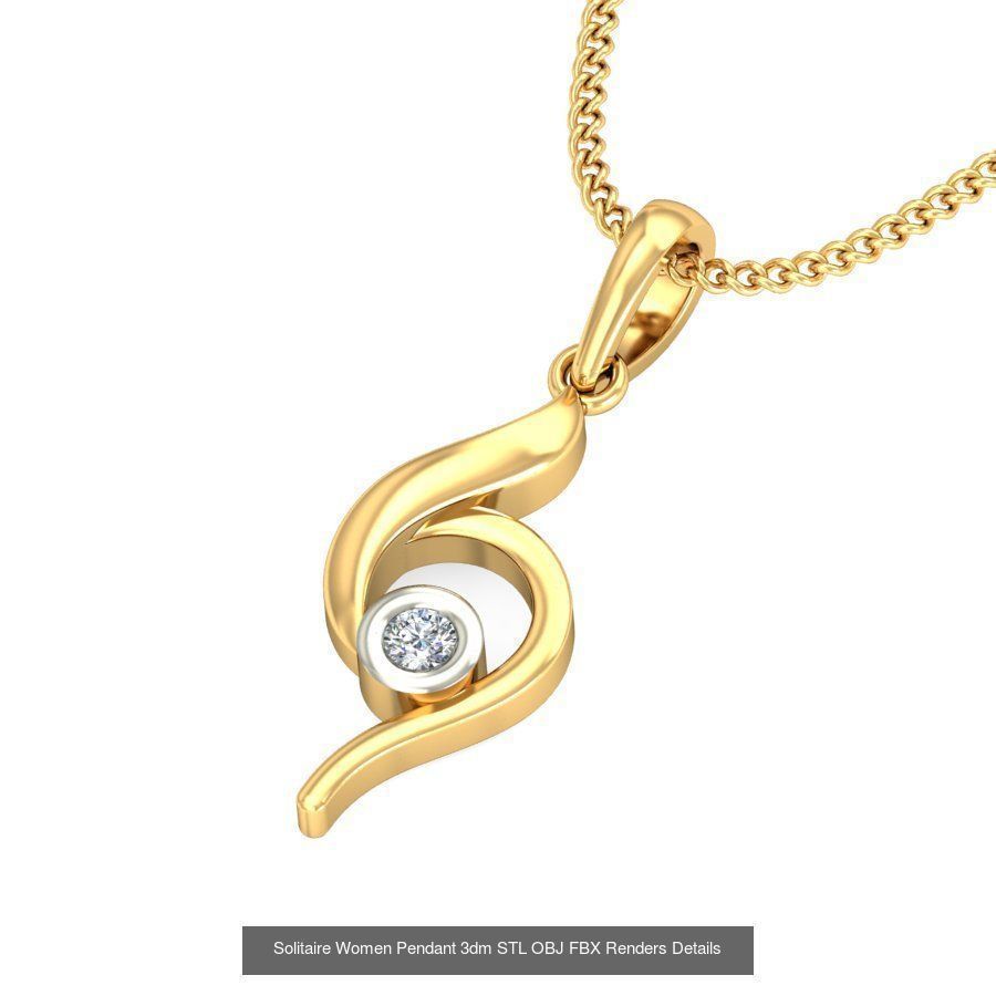 150 Solitaire Women Pendant 3dm STL OBJ FBX Renders Collection _136