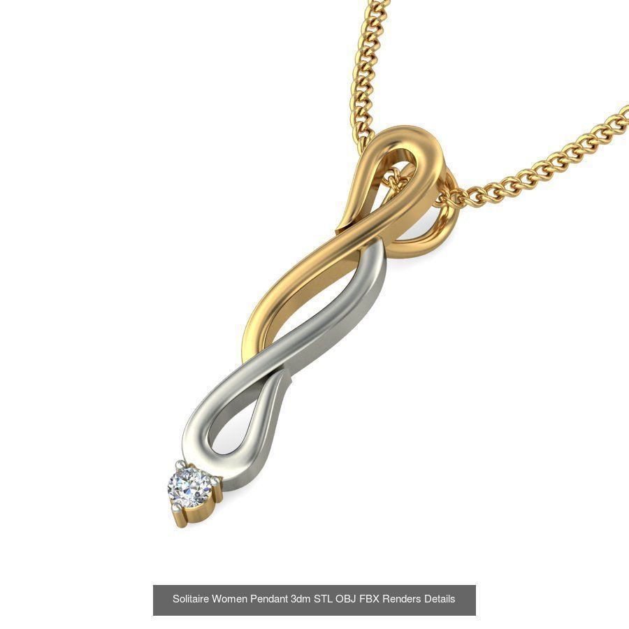 150 Solitaire Women Pendant 3dm STL OBJ FBX Renders Collection _39