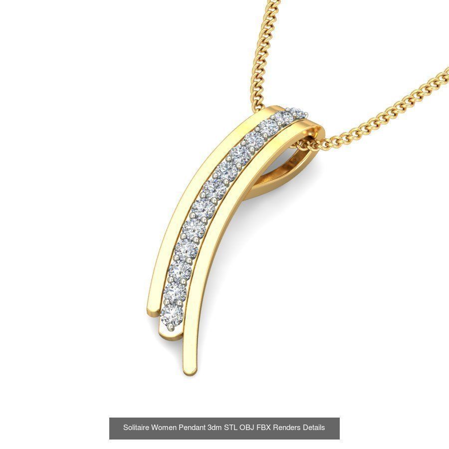 150 Solitaire Women Pendant 3dm STL OBJ FBX Renders Collection _126