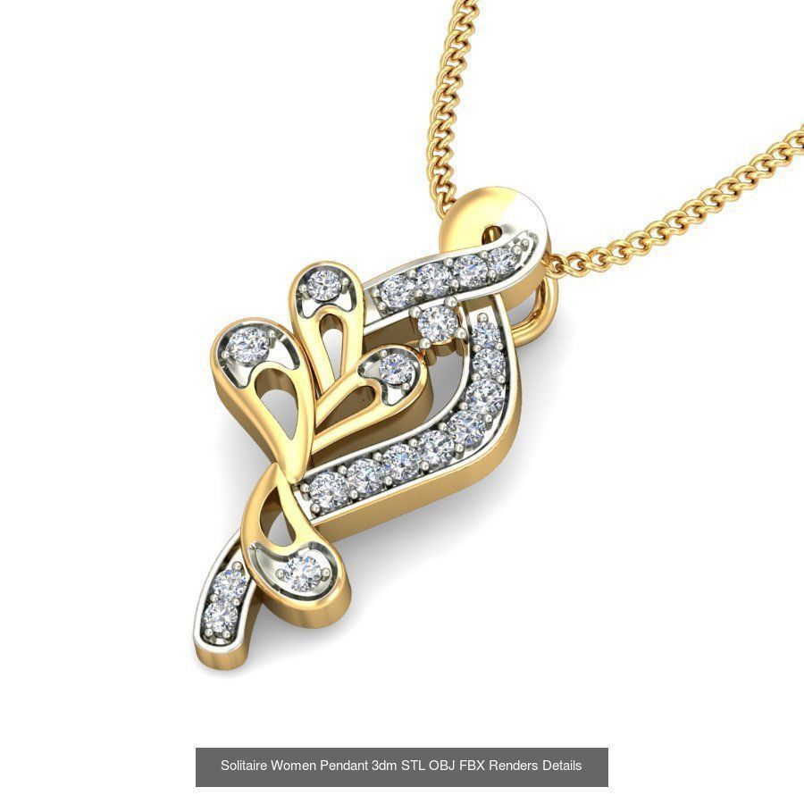 150 Solitaire Women Pendant 3dm STL OBJ FBX Renders Collection _118