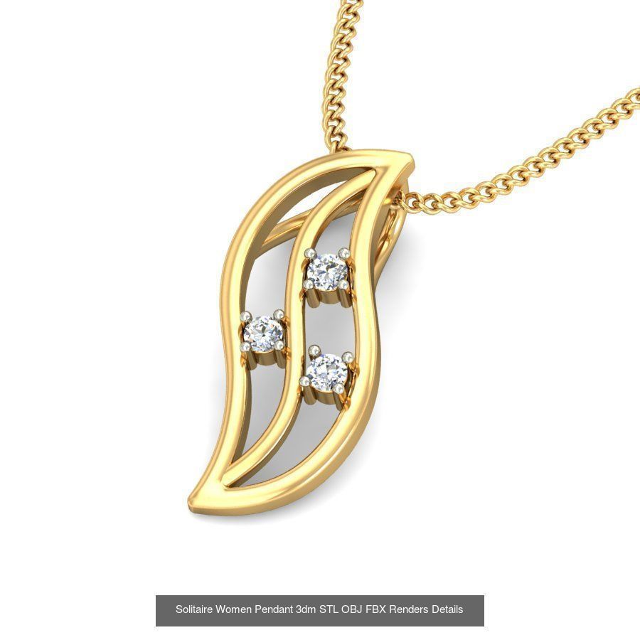 150 Solitaire Women Pendant 3dm STL OBJ FBX Renders Collection _124