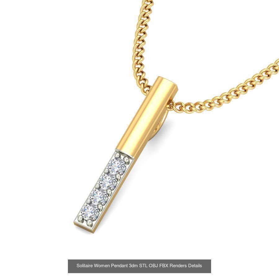 150 Solitaire Women Pendant 3dm STL OBJ FBX Renders Collection _108