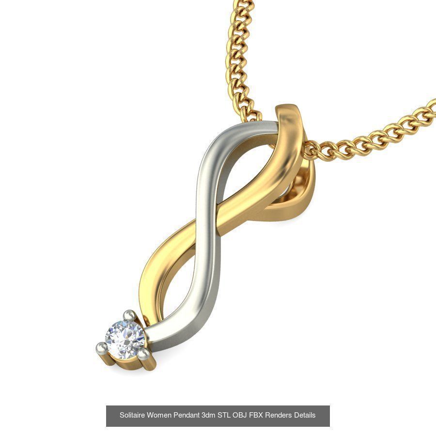 150 Solitaire Women Pendant 3dm STL OBJ FBX Renders Collection _34