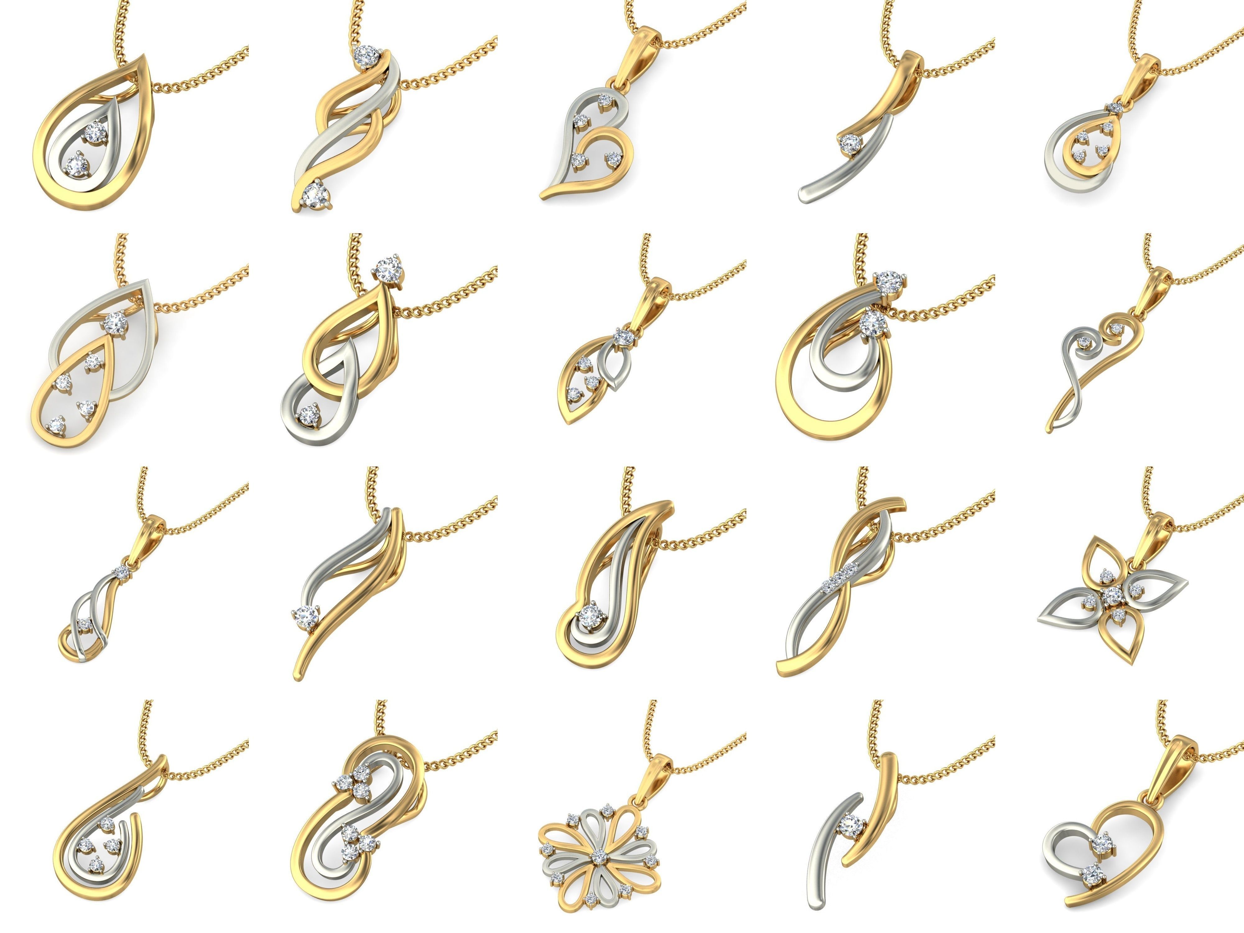150 Solitaire Women Pendant 3dm STL OBJ FBX Renders Collection _5