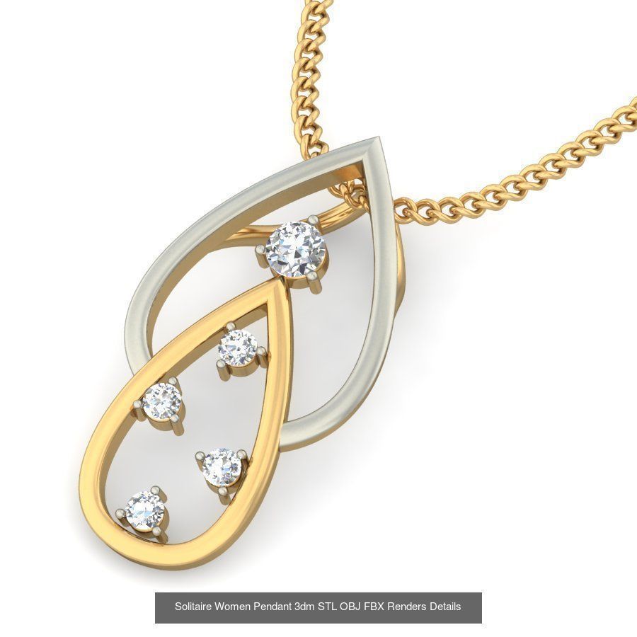 150 Solitaire Women Pendant 3dm STL OBJ FBX Renders Collection _9