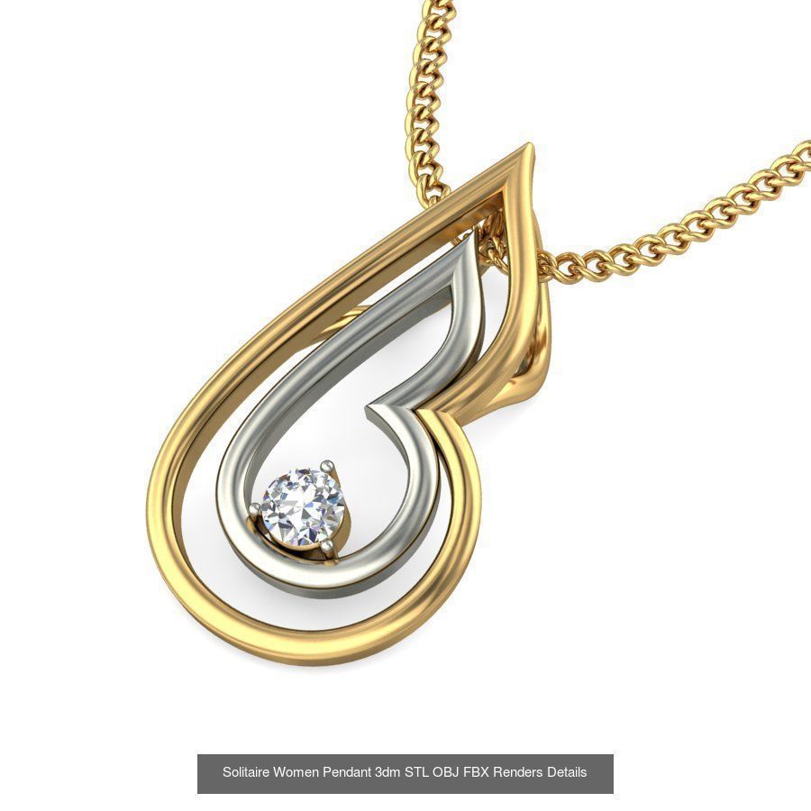 150 Solitaire Women Pendant 3dm STL OBJ FBX Renders Collection _38