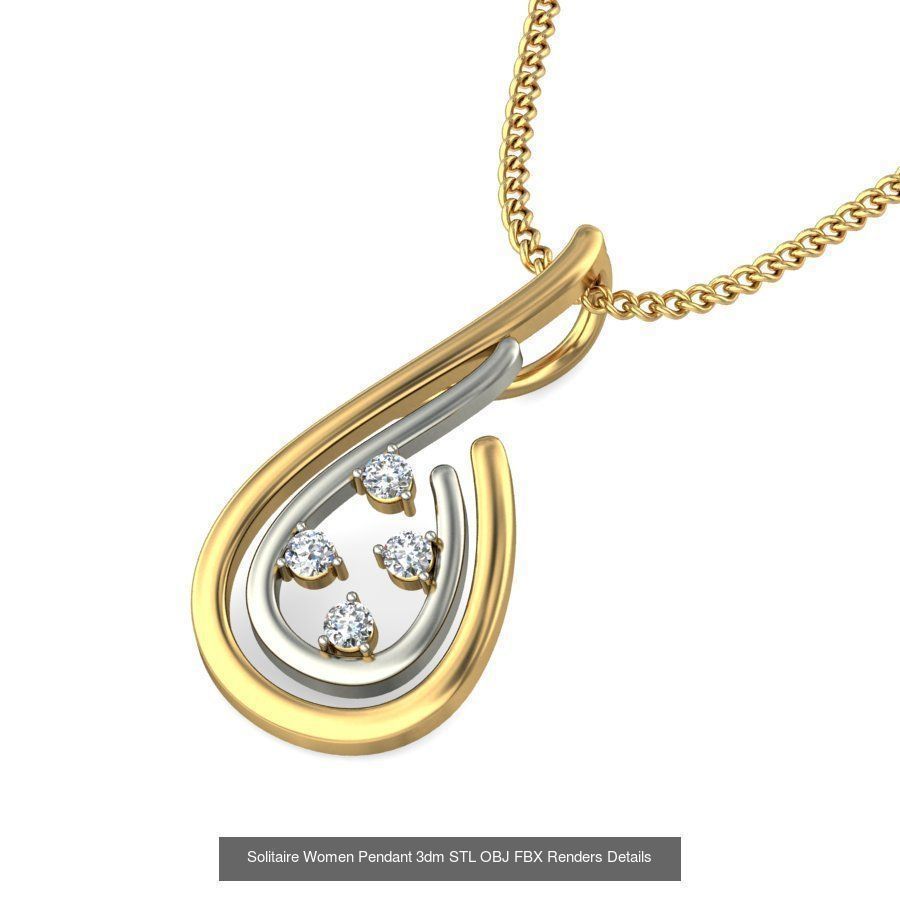 150 Solitaire Women Pendant 3dm STL OBJ FBX Renders Collection _18